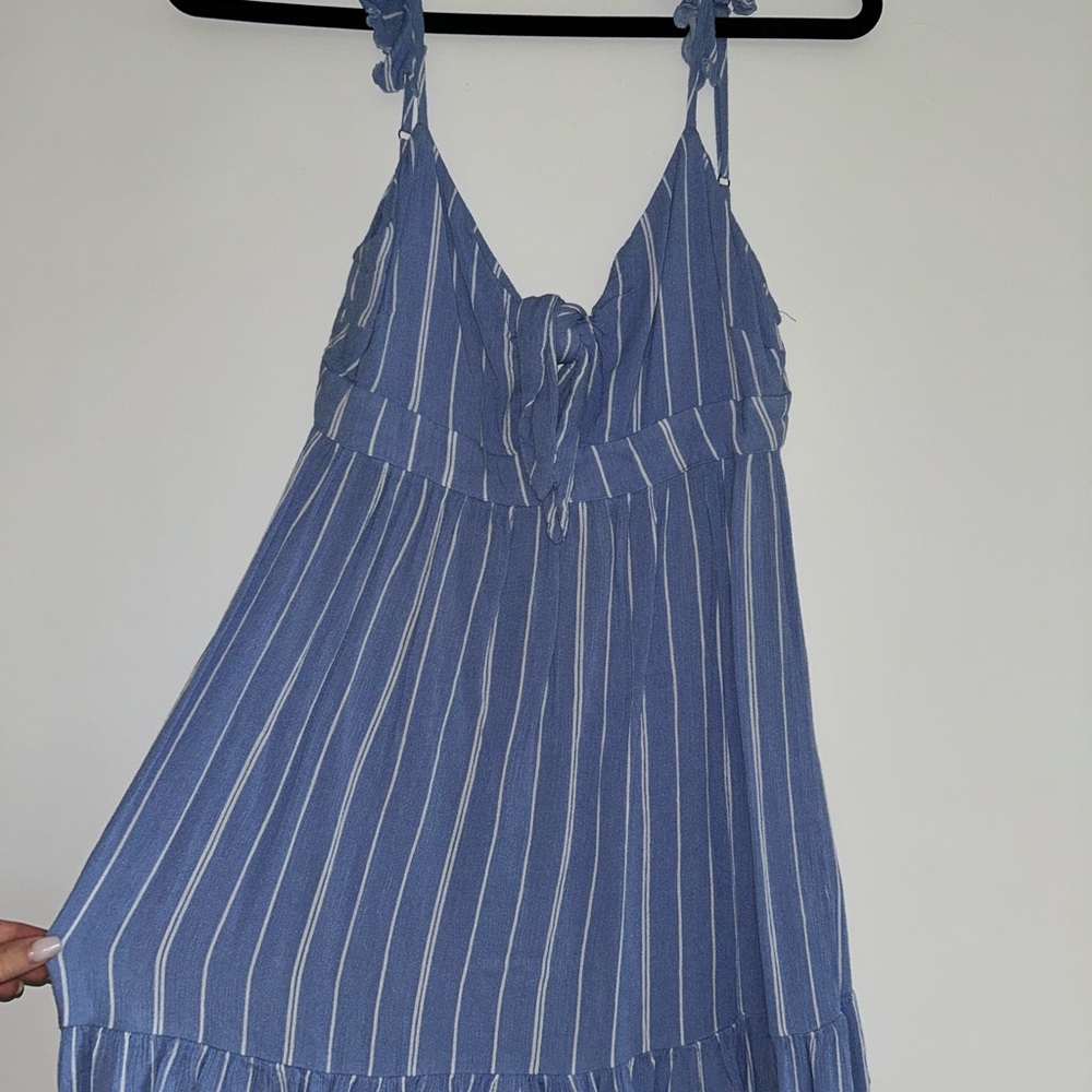 Blue and White Striped Dress